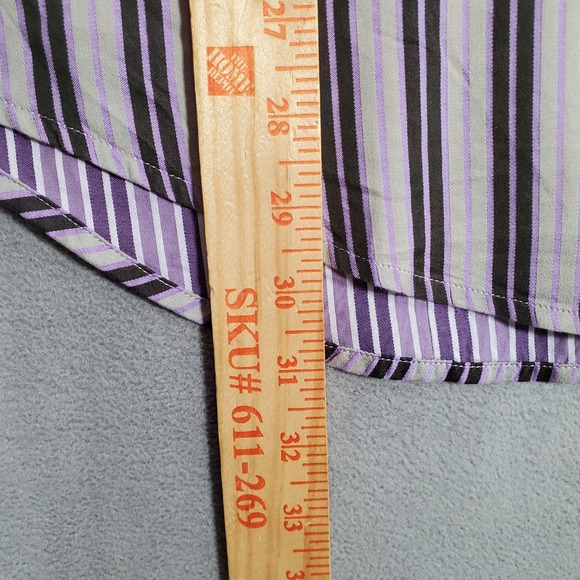 Robert Graham Shirt Mens XL Purple Black Stripe Button Long Sleeve Cotton Luxury - Picture 5 of 10